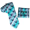 Hi-tie mode slanke magere smalle stropdas blauwe strepen jacquard geweven stropdassen banden hanky manchetknopen ingesteld voor mannen bruiloftsfeest bruidegom cas242m