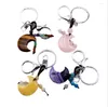 Charms 1pc Natural Stone Keychain Healing Moon Howlite Crystal Pendant Sliver Color Key Ring Car Bag Decor F1695