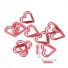 24pcs/box clip di carta a forma di cuore rosso kawaii stazionamento cavo out binder bicoli per lettere documentazione accessori per morsetti