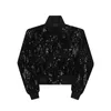 Men's Jackets 2023 Spring Korean style Personalized black sequins design jackets men casual loose short section sequin jacket MXL 230815