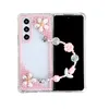 FOLD5 Flower Bling Pearls Cases voor Samsung Galaxy Z vouw 5 4 3 zfold4 zfold5 vouw4 luxe helder vouwen harde acryl pc tpu schokdichte hoes met pols chian riem