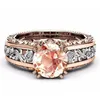 Band Rings Luxury 14k Rose Gold Plated Two Tone Ring Womens Ruby Diamond Engagement Party Jewelry Drop Delivery Dhimz