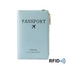 DHL100pcs Card Holders PU RFID Letter Printing Zipper Short Credit Card Travel Passport Cover Mix Color