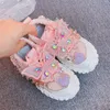 Sneakers 2023 Spring Autumn Baby Kids Sport Shoes Girl Princess Butterfly Decoration Casual Sneaker Big Dress XZ248 230815