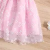 Vestidos de menina criança garotas meninas vestido princesa verão verão casual floral mangas malha de malha para festa de praia R230815