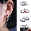 Hoop Huggie Fashion Womens 925 Sterling Sier Circle Earring Luxury Sapphire Emerald Gemstone Earrings Jewelry Gifts E11024 Drop Del Dhxug