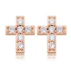 Stud Hip Hop Charm Cross Earring Bling 18K Real Gold Cepated 925 Sterling Sier Prevent allergie oorbellen voor vrouwen cadeau drop levering J Dhtuo