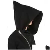 Herrtröjor tröjor herr hoodies tröjor trollkarl hatt sned blixtlås punk rock hiphop streetwear gotisk stil diagonal zip upp svart kappa hoodie ja dhjou