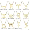 Anklets Zodiac Bracelets For Women Simple 12 Constellations Foot Jewelry Wholesale With Gift Card Drop Delivery Dh62B