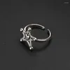 Cluster Rings Silver Color Ring Wedding Party Pentagram Jewelry Gift For Lover Women