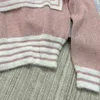 レディースセータークルーネックニットウェアピンクレター刺繍ニットコートカジュアルルーズロングスリーブトップ