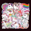 50pcs Lot Fashion Cartoon Unicorn Car Graffiti Aufkleber Abnehmbar wasserdichte PVC Skateboard Motorradfahrrad Laptop Aufkleber346Q