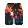 Men's Shorts Summer Sunset Board Male Tropical Palm Trees Beach Draw String Pants Big Size