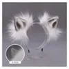 Acessórios para cabelos Lobo gato cos cos infantil adulto animal acessório de cosplay manualmente, banda de cabelo encaracolada com grandes orelhas de animais festival Halloween Cos Headwear 230816