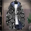 Men's Hoodies Winter Jacket Colorful Paisley Pattern Cashmere 3D Printed Hooded Fashion Casual Thick Insulation