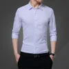 Mens Casual Shirts Fashion Long Sleeved Shirt White Blue Black Smart Male Social Dress Plus 230815