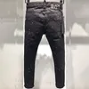 Men's Jeans European and American Pure Black Printed Cotton Bullets