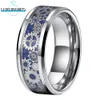 Ringos de banda Tungstênio Casado de casal Ring For Men Women Bebed Gear Gear roxo Céu escuro Blue Carbonfiber Inlay Polished Comfort Fit 230816