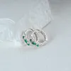 Designer Snakeörhängen för kvinnor S925 Sterling Silver Green Cubic Zirconia Animal Earrings