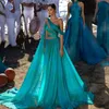 Sexy Een Schouder Zijde Chiffon Strand Prom Avondjurken Sparkly Kralen Dubai Arabische Lange Cape Feestjurk Formele Jurk 328 328