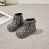 Stövlar flickor ankelstövlar vinterskor blomma tyg varmt antislip småbarn barn snör upp blixtlås chaussure de nina zapatos sandq baby ny j230816