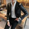 Men's Down Down Parkas Autumn e Winter Men's Leather Jacket Fashion Ultrathin Color Solid Lapeel Leather Casual's Business Casual PU Jacket Z230816