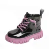 Boots Girls 'Martin Boots Spring och Autumn Boys' Two Cotton Winter Shoes Leather Boots Plus Fleece Short Boots Children's Boots 230816