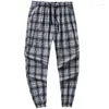 Men's Pants Versatile Checked Straight Korean Version Of Youth Handsome Casual Loose Spring And Summer 9-Point Trousers