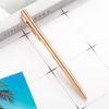 Ballpoint Pens 50 stcs/Lot Slim Metal Ballpoint Pens Rose Gold aangepaste advertentie Lettering Gegraveerde naam School Office Levergaven Geschenken 230815