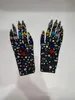 Five Fingers Gloves Luxurious Colorful Mesh Gloves Shining Crystal Short Gloves Nightclub Party Outfit Stage Performance Show Accessories 230815