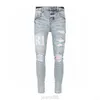Tasarımcı Yığın Kot pantolon Avrupa Mor Jean Erkekler Nakış Kapitleme Trendi Marka Vintage Pant Mens kat ince sıska moda kot 168