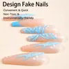 False Nails Long Ballerina French Nail Chip-Proof Waterproof Glossy Texture For Shopping Traveling Dating