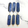 Pendant Necklaces Gold Silver Plated Natural Blue Kyanite Stone Pendent Diplopore Connector Reiki Healing Charms For DIY Making Jewelry