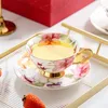 Cups Saucers Europe Painted Ceramic Coffee Cup And Plate Pastoral Flower Bone China Water High-end Porcelain Office Tea Mug Dish