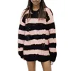 Women's Sweaters Fall Winter Mid Long Color Contrast Patchwork Crew Neck Knit Loose Hole Colla For Women V Sweater Men
