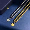 Nytt designad mode 925 Silver T-Letter Peach Heart Gold Beads Chain Halsband Titanium Steel Love Beads Chain Armband Designer Jewelry T0814