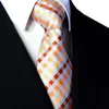 T092 Проверьте многоцветно -серого серебряного серебряного красного желтого мужского мужского галстуки 100% шелк с жаккардовыми подарками.