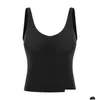 Yoga-outfit Womens Inner Padd Top Tank met beha LU-70 Woman Sports Short Vesten Fitness Running Shirt Gym Trainingskleding Drop levering DHSVB