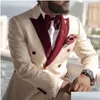 Smoking di smoking nuovissimo spot d'avorio Bury Peak Lapel Men Men Fashion Giaccata Blazer Prom Dinants/Darty Abito pantaloni Droping Delivery Phenge P Dh4la