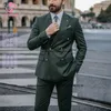 Erkekler Klasik İnce Fit Çift Krufized Smokin için Erkekler İçin Özelleştirilmiş 2 Parçalı Pantolon Set Düğün Blazer Terno Maskulino Tamam