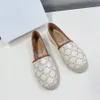 Top Espadrilles en lin avec lettrage brodé, semelle en JUTE, mocassins plats à ressort, chaussures de créateur de luxe faites à la main pour femmes, chaussures de vacances décontractées d'usine de luxe