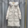 Women's Down Parkas Winter and Autumn Women's Loose Apron Zipper Solid Long Jacket Fur Collar Casual Matching Warm White Duck Down Coat Z230817