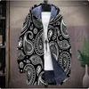 Men's Hoodies Harajuku Fashion Coat Colorful Paisley Pattern Sheep Flour 3D Print Hooded Winter Casual Thick Thermal Jacket