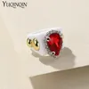 Band Rings Luxury Colorful Big Heaet Red Set For Women Geometric Square Large Punk Finger Ring Girls Party Kvinnsmycken 230816