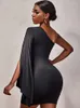 Casual Dresses One Shoulder Off High Slit Long Sleeve Dress Sexy Women Elegant Bodycon Pleated Ladies Robe Club Party Short Outfit