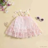 Girl's Dresses Baby Girl Dress Lacing Straps Flower Print Mesh Patchwork Dress for Daily Party 3Months-3Years R230816