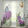 Curtain Flower Butterfly Purple Plant Curtains for Bedroom Home Decor Living Room Sheer Window Curtains Printed Tulle Curtains R230816