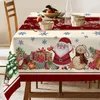 Table Cloth Christmas Snowman Polyester Rectangle Tablecloth Party Decoration Waterproof Dining Table Tablecloth Navidad Decorations 230815