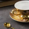 커피 티 세트 유럽 유화 금색 뼈 컵 플레이트 영어 오후 빛 고급 레트로 스타일 도자기