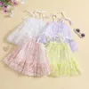 Girl's Dresses Baby Girl Dress Lacing Straps Flower Print Mesh Patchwork Dress for Daily Party 3Months-3Years R230816